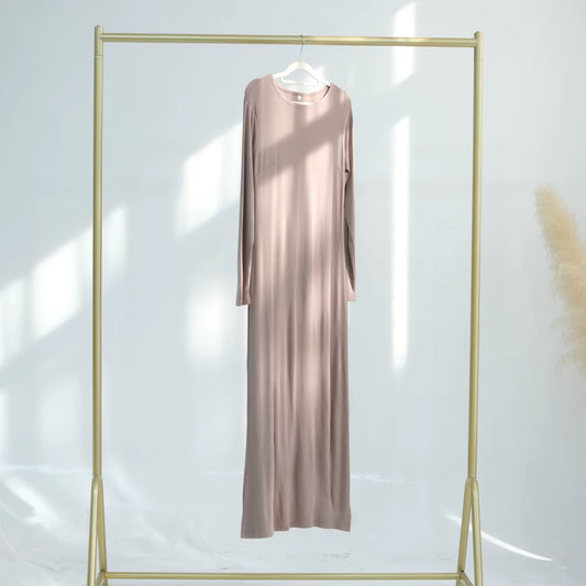 Modest slip dress in CEY Crush fabric – perfect layering essential for abayas and modest dresses in New Zealand by Hijabaan.