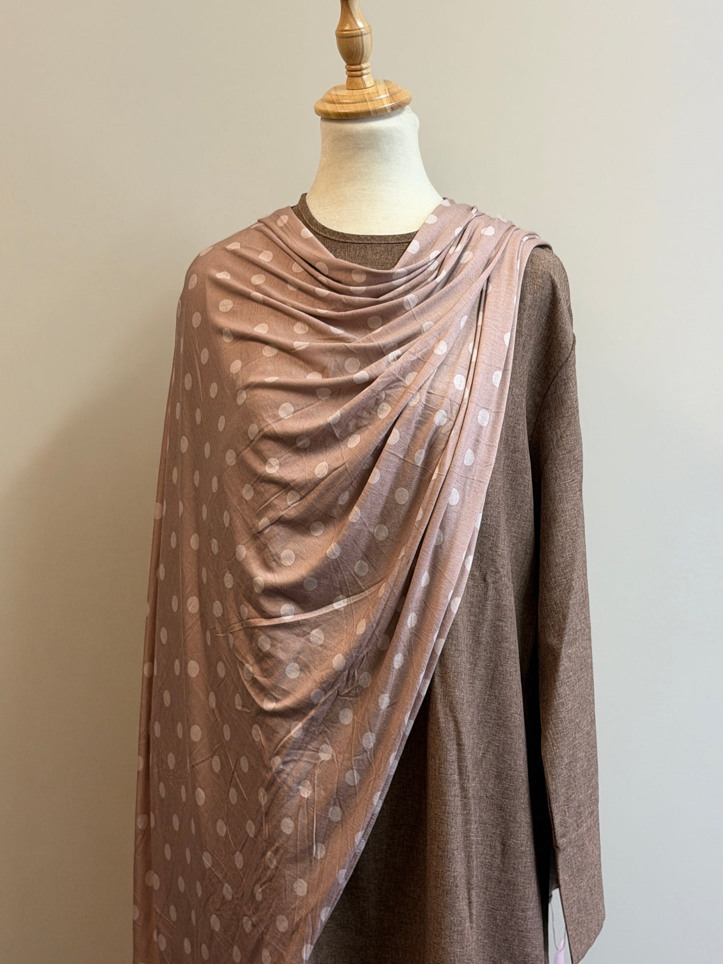 PRINTED JERSEY HIJAB - PINK POLKA DOT