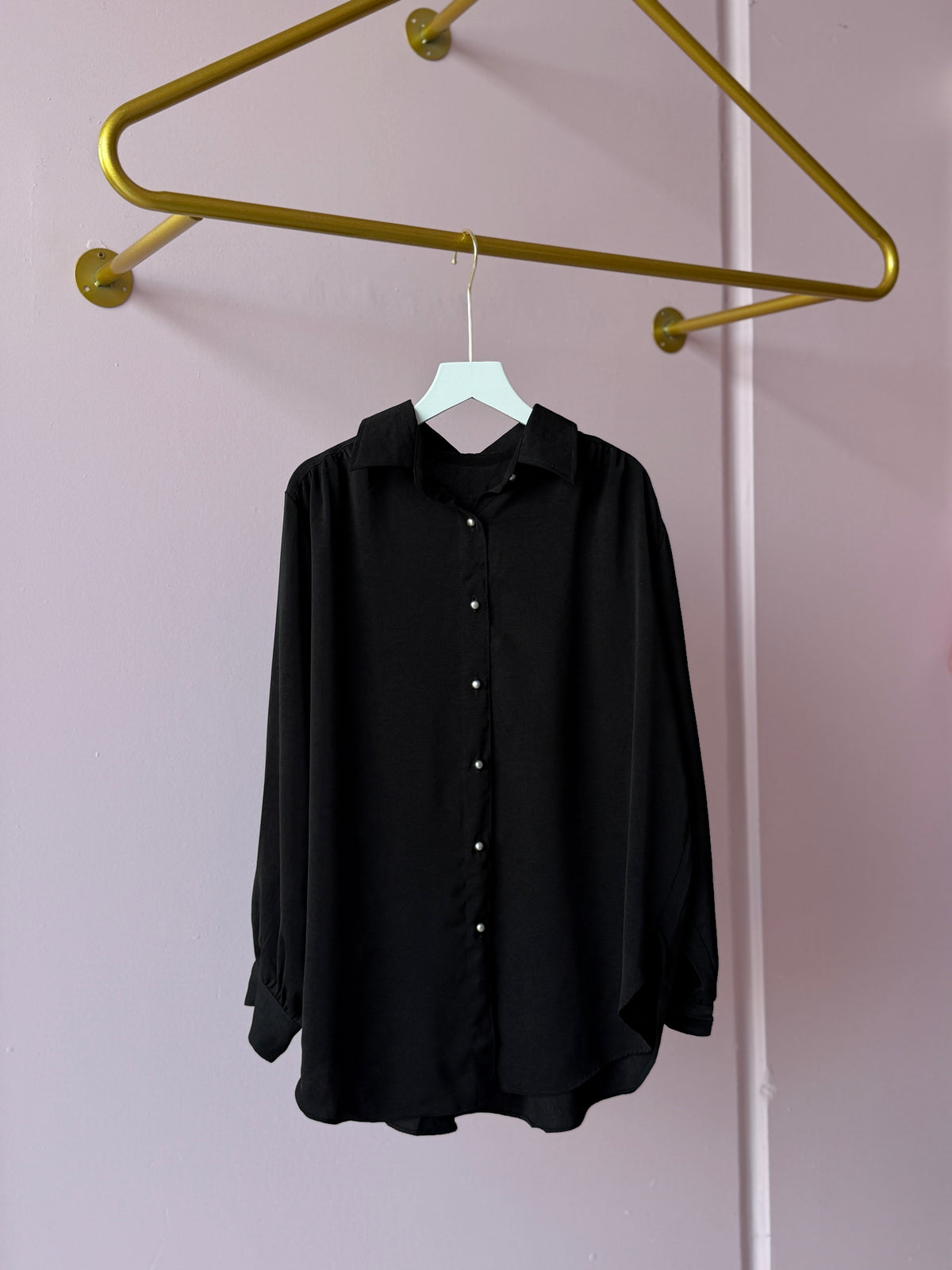 Black Pearl Detail Modest Shirt