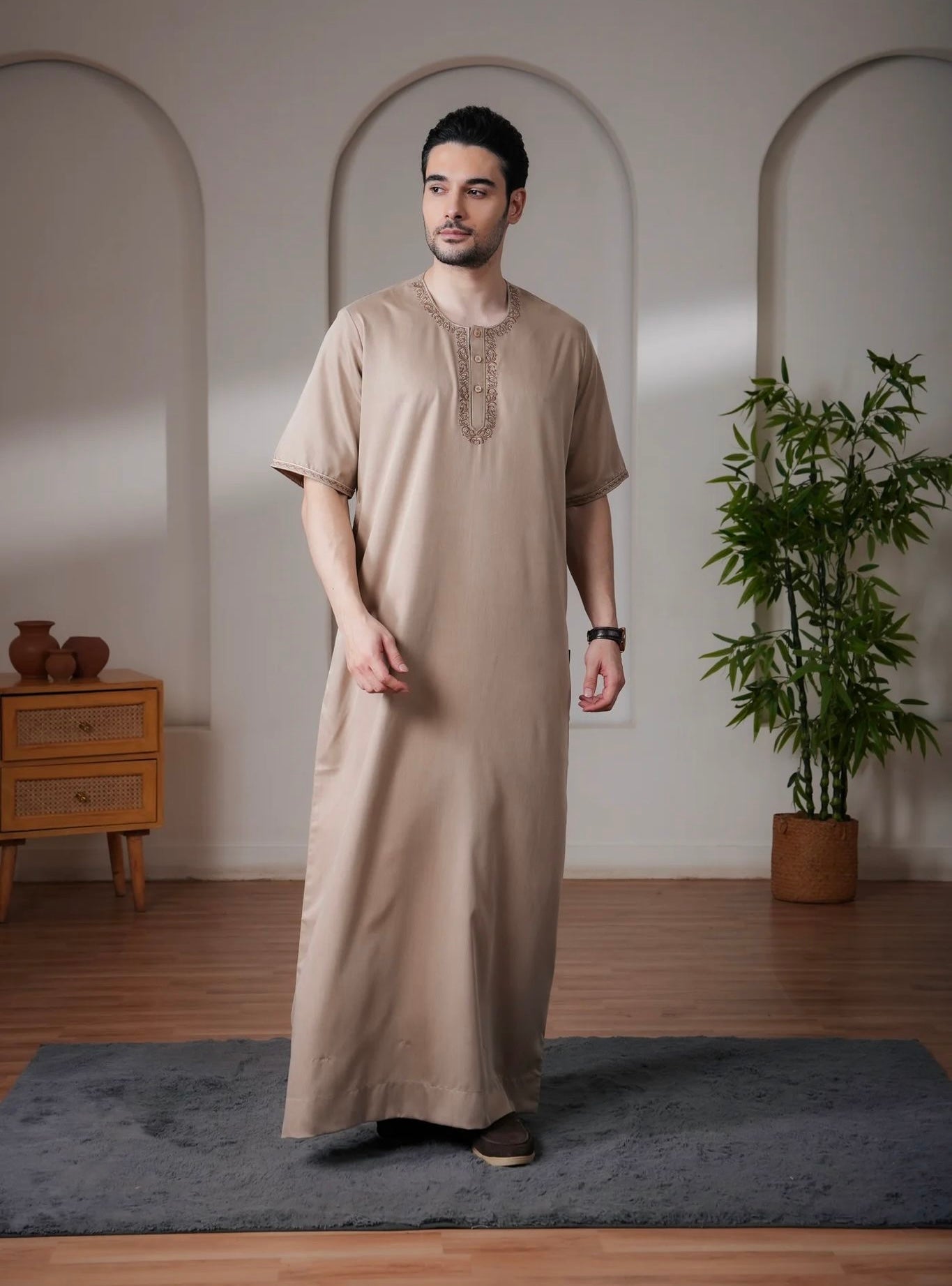 Beige Half Sleeve Thobe