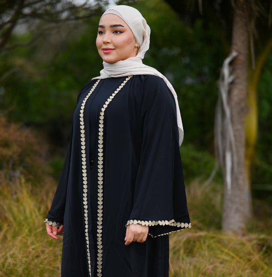 Amour Abaya NZ – Elegant lace trim modest wear from Hijabaan Auckland