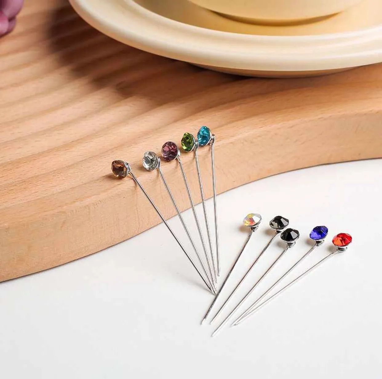 Sparkling hijab pins with crystal heads for elegant styling – Hijabaan