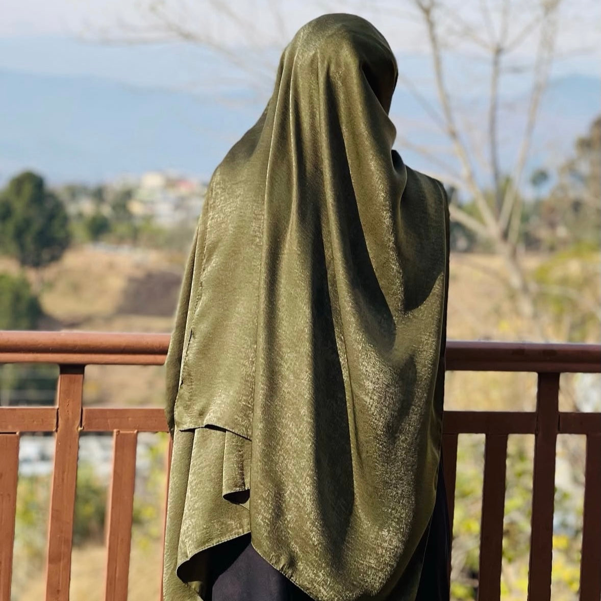 Soft velvet-textured satin hijab with luminous drape – Hijabaan NZ