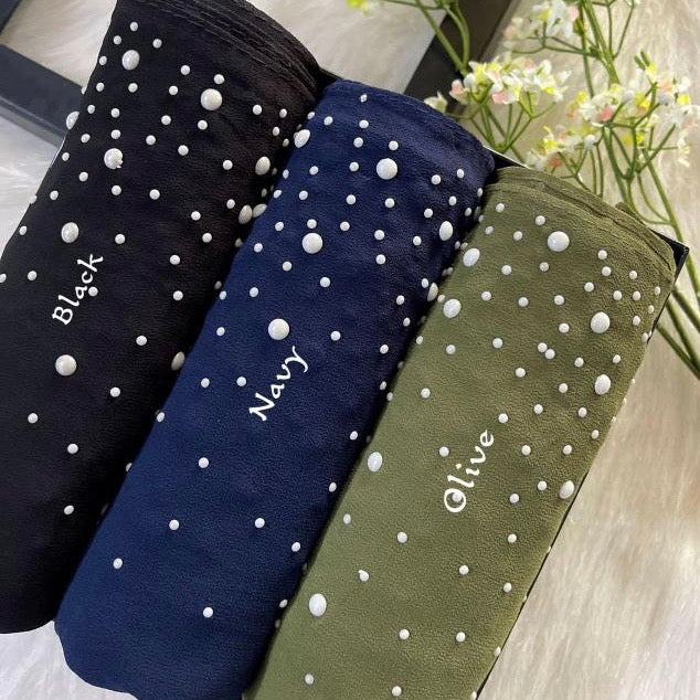 Lightweight georgette hijab with pearl accents – Hijabaan NZ