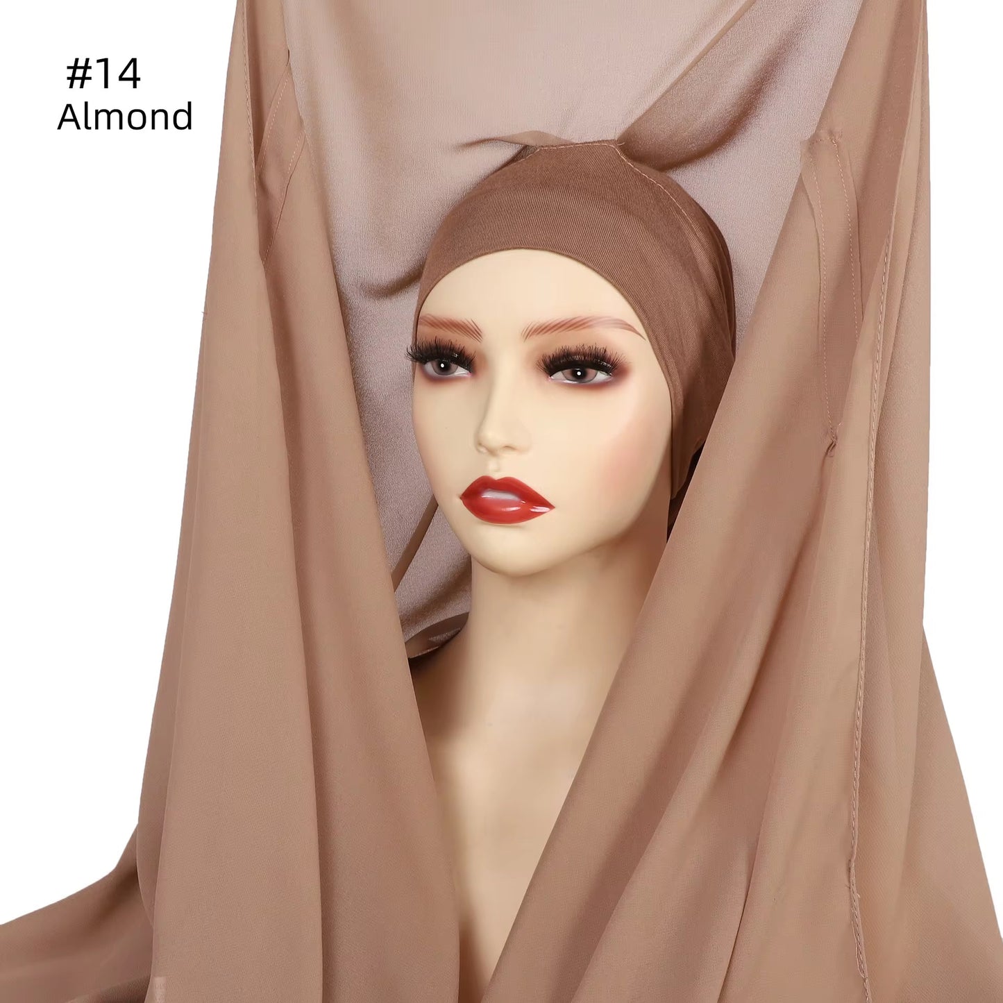 Almond toned chiffon instant hijab with cap and magnets – Hijabaan