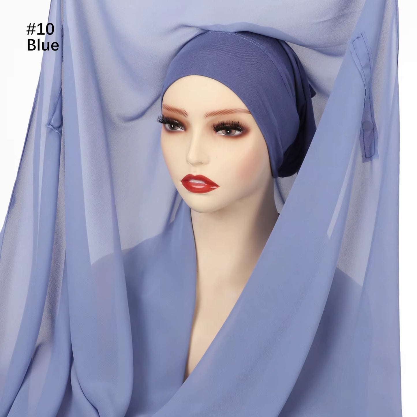 Blue chiffon hijab – ready-to-wear with magnets – Hijabaan NZ