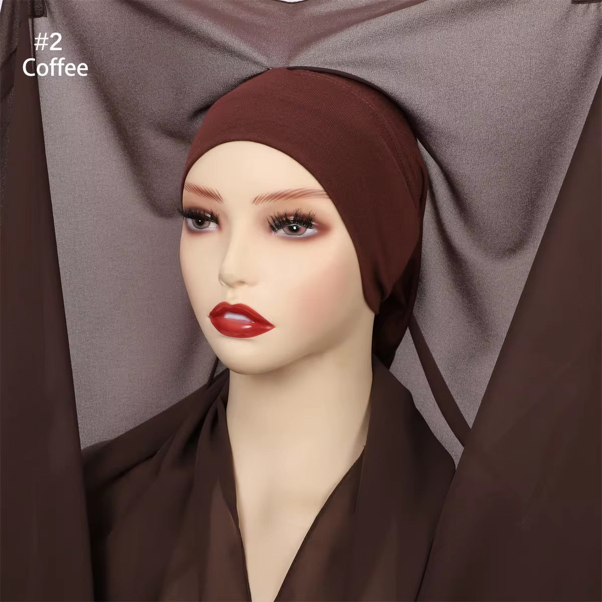 Coffee brown instant chiffon hijab with cap and magnets – Hijabaan modestwear