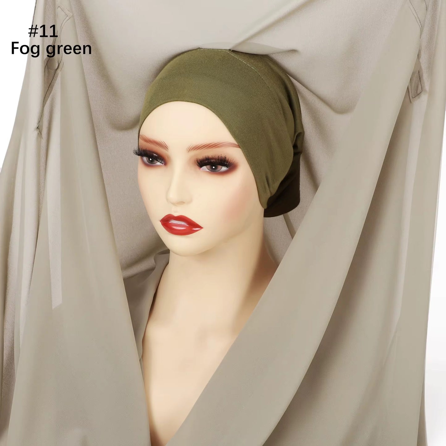 Green instant chiffon hijab with tube cap – Hijabaan NZ