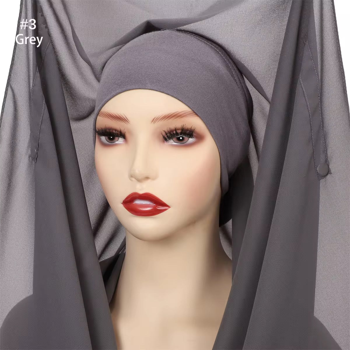 Grey instant hijab with undercap and magnetic closure – Hijabaan NZ