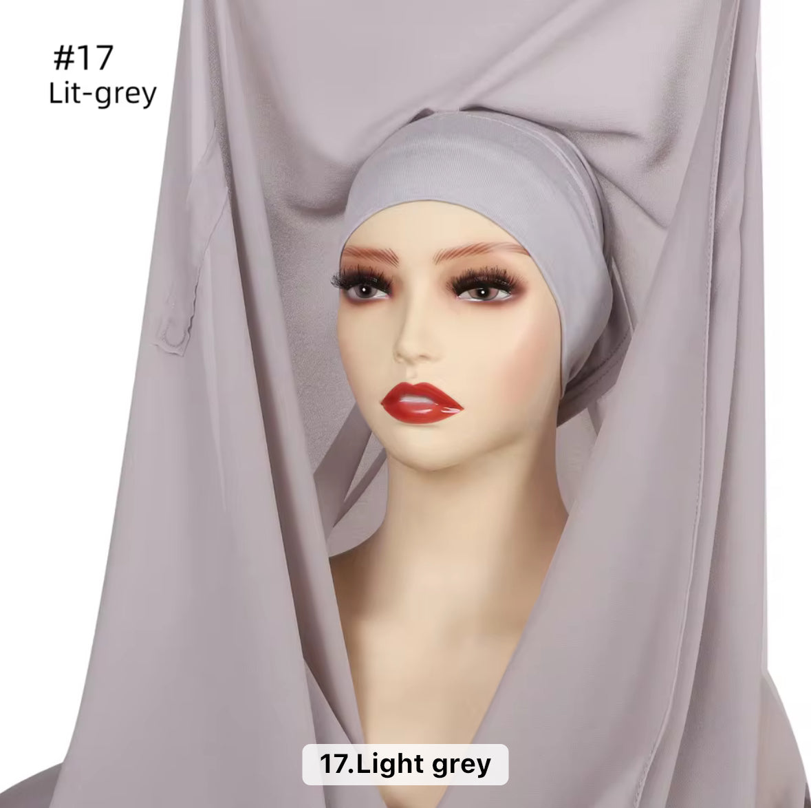 Light grey instant hijab with magnets and tube cap – Hijabaan NZ