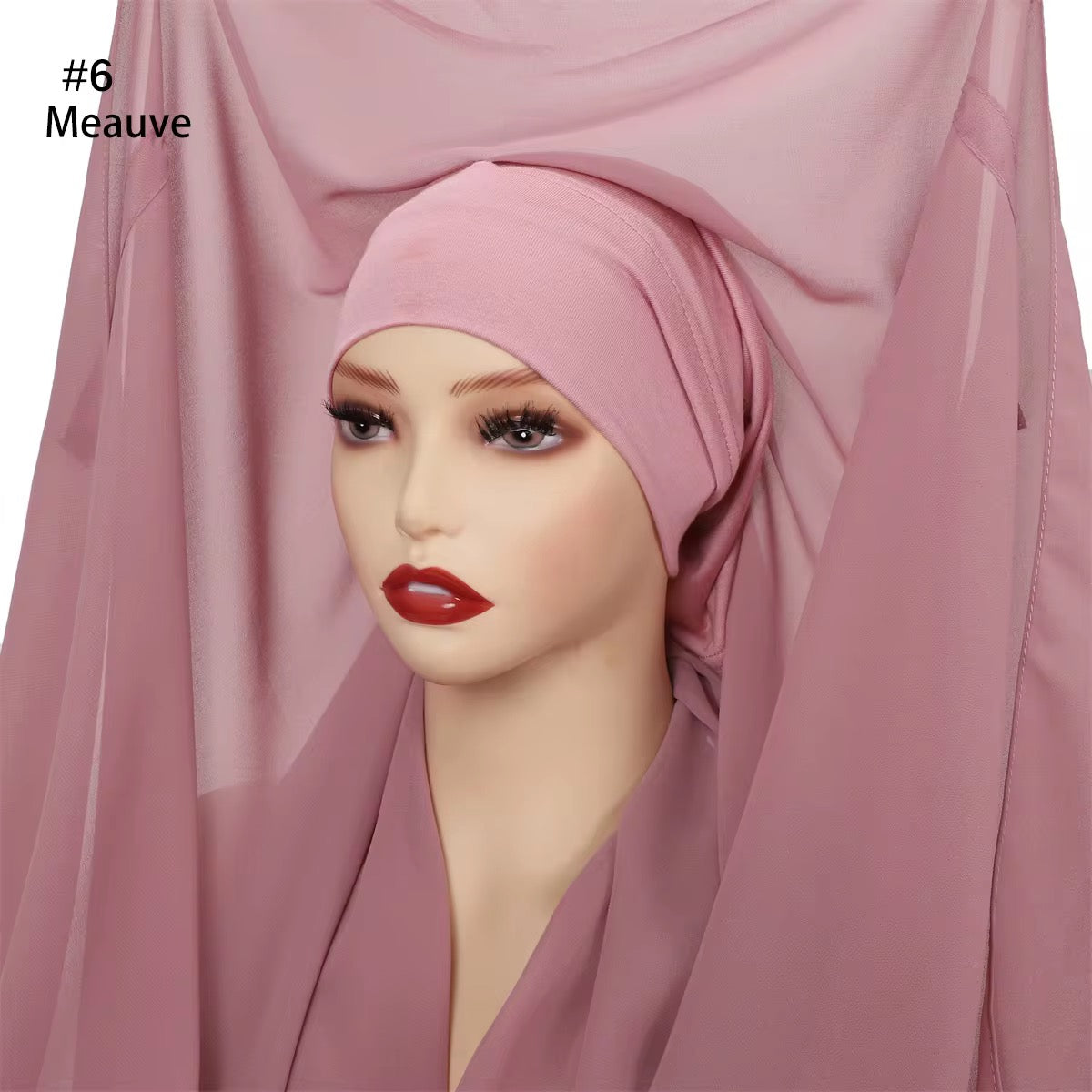 Mauve chiffon instant hijab with matching cap – Hijabaan NZ