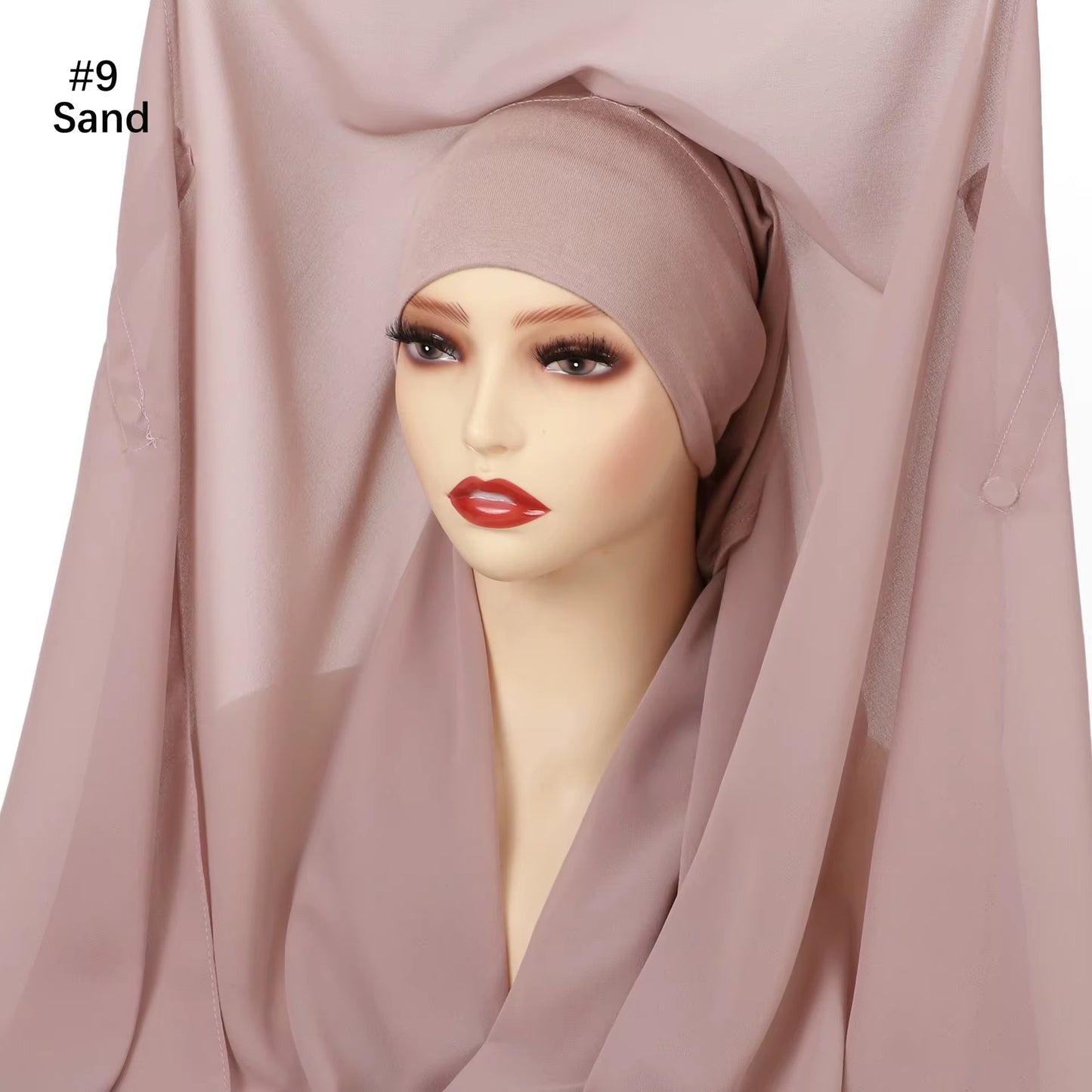 Sand colour instant hijab – built-in magnet and cap – Hijabaan