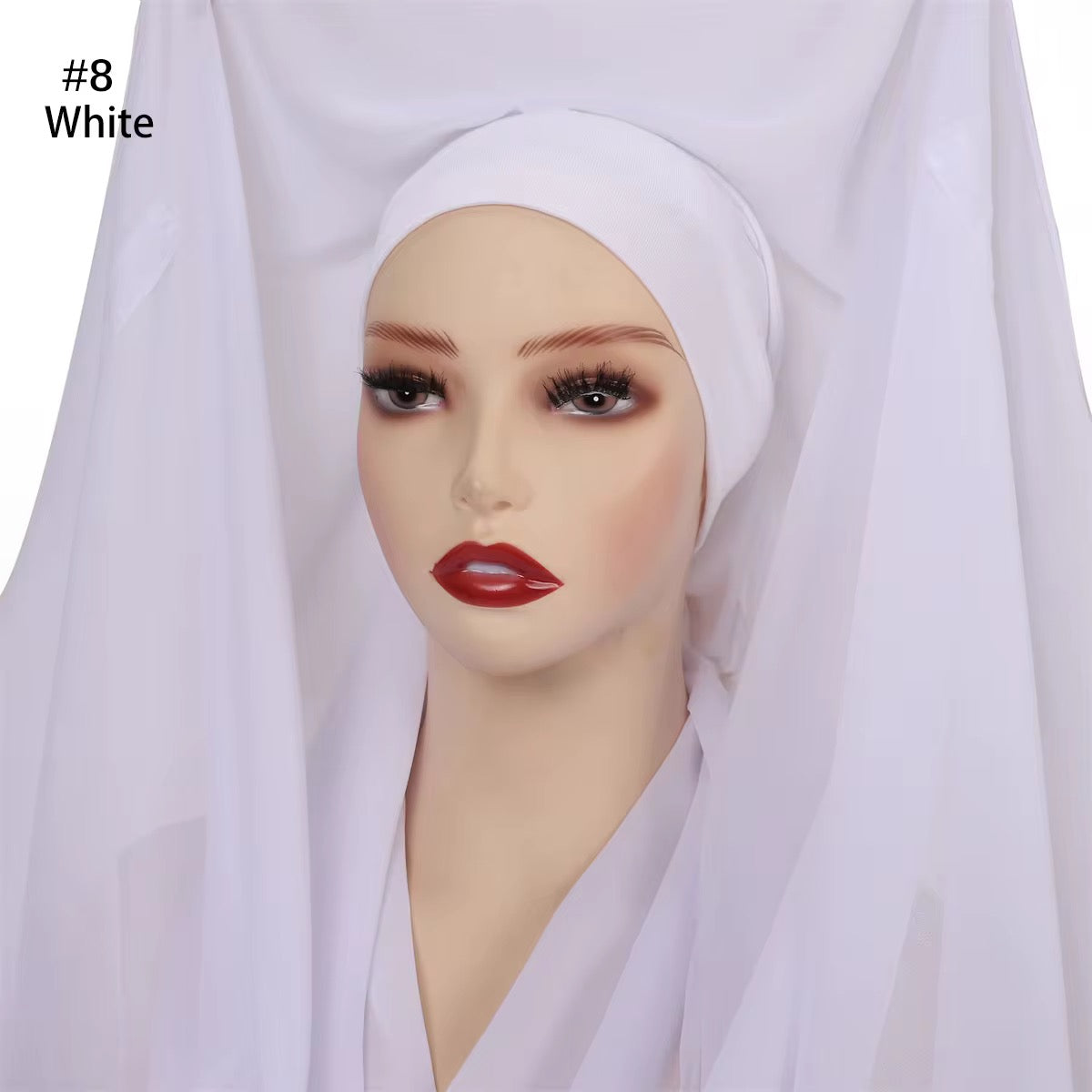 White instant chiffon hijab with no-pin styling – Hijabaan NZ