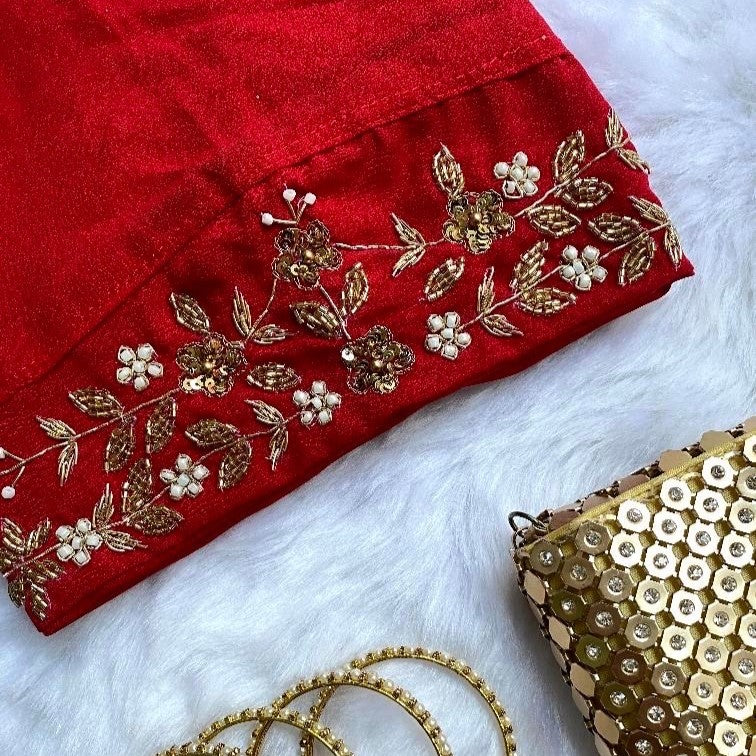 Pre-stitched hijab with zardozi detailing for elegant modest styling