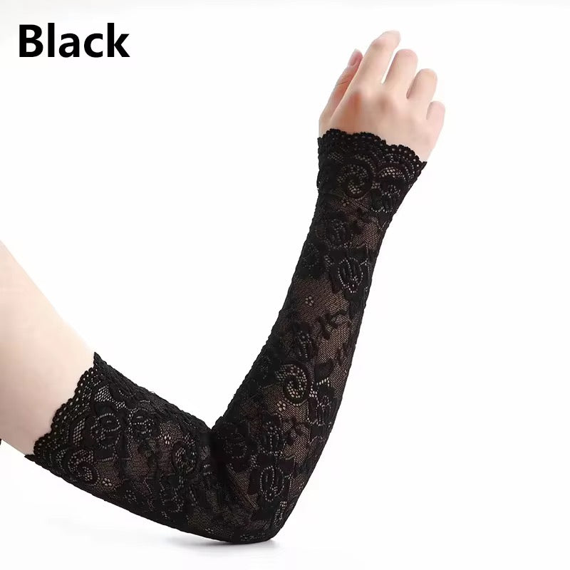 Black lace arm sleeve extender – elegant and stretch-fit