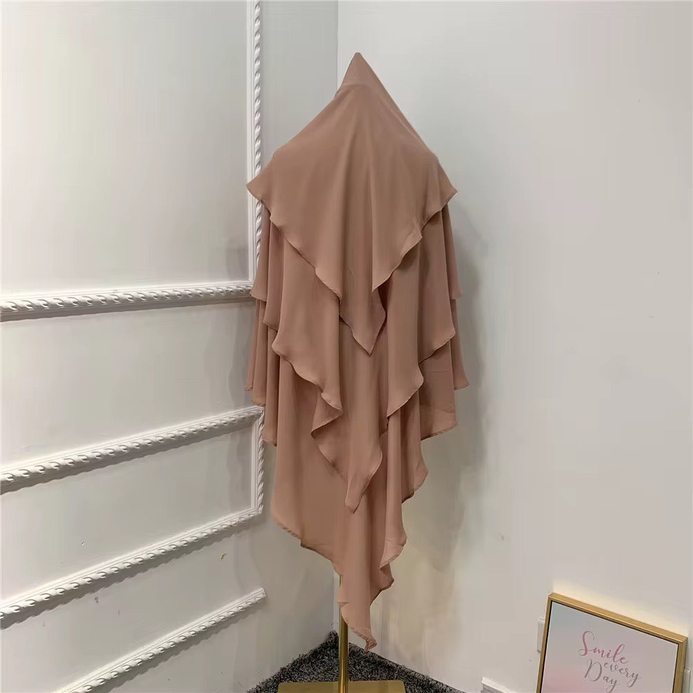Layered Khimar in Sepia – soft, flowy full-coverage khimar by Hijabaan NZ