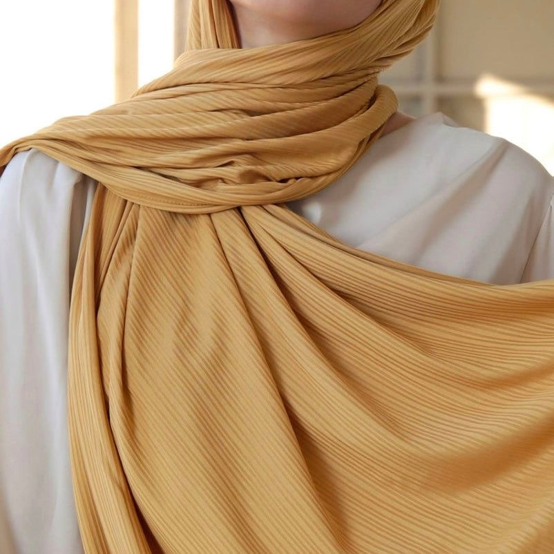 Textured rib-knit hijab for daily modest wear and prayer