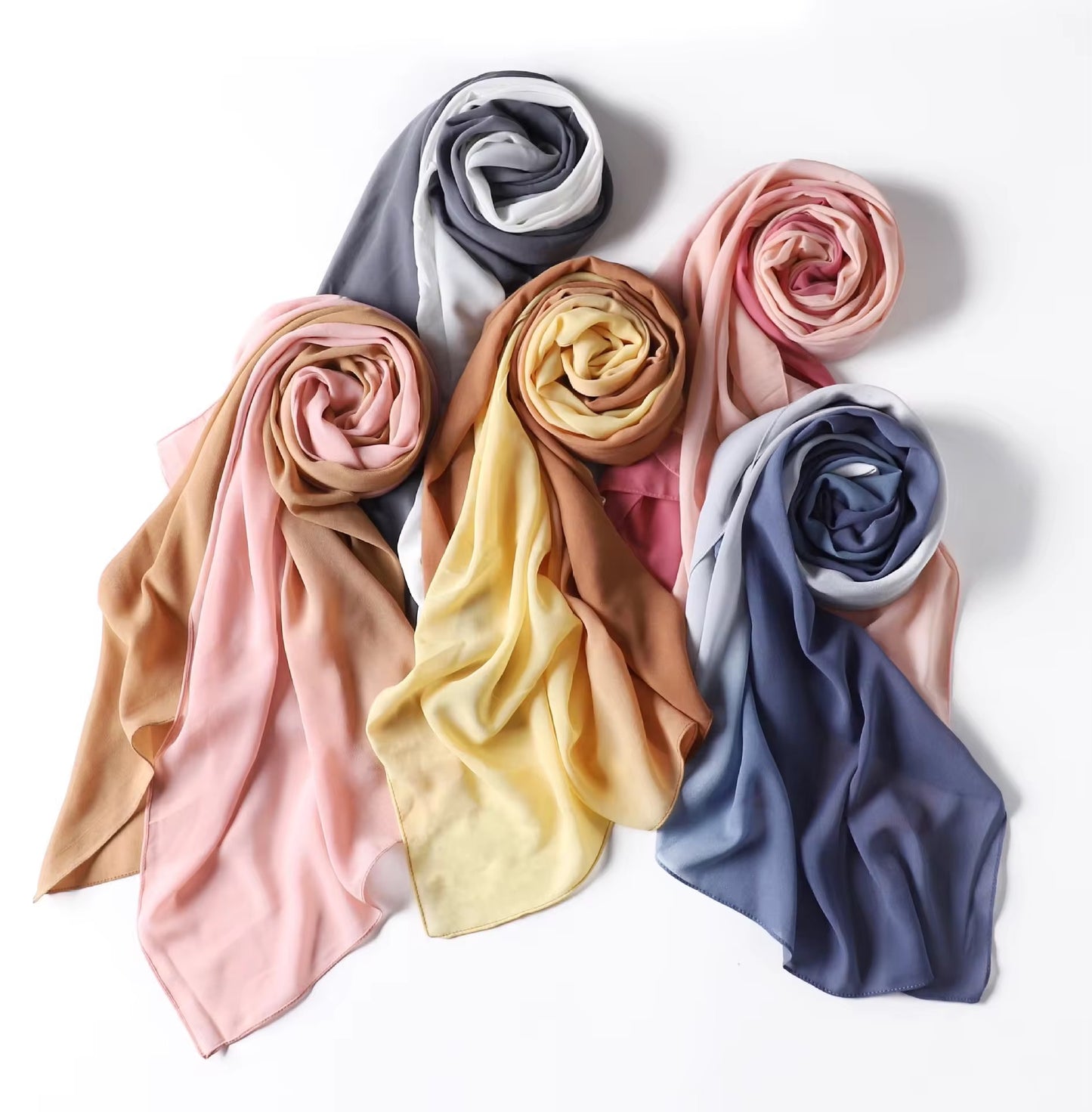 Ombre chiffon hijab with soft gradient and lightweight drape – Hijabaan NZ