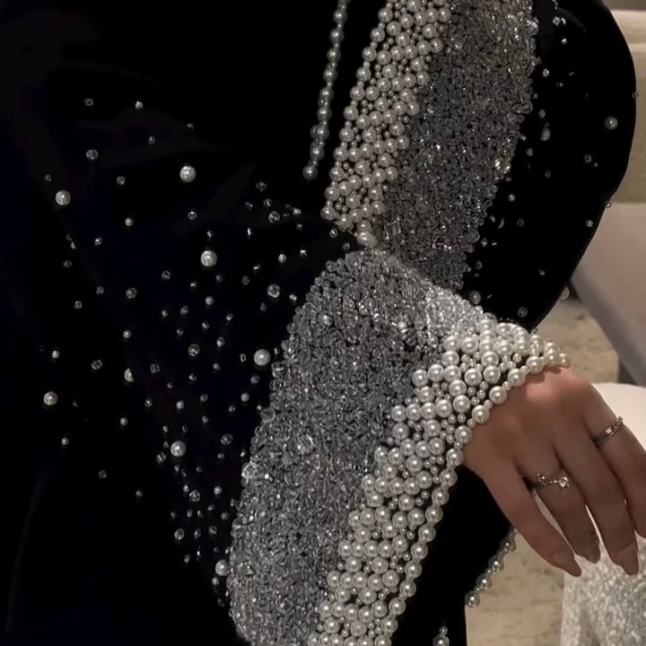 elegant pearl abaya for eid nikah or special events hijabaan auckland