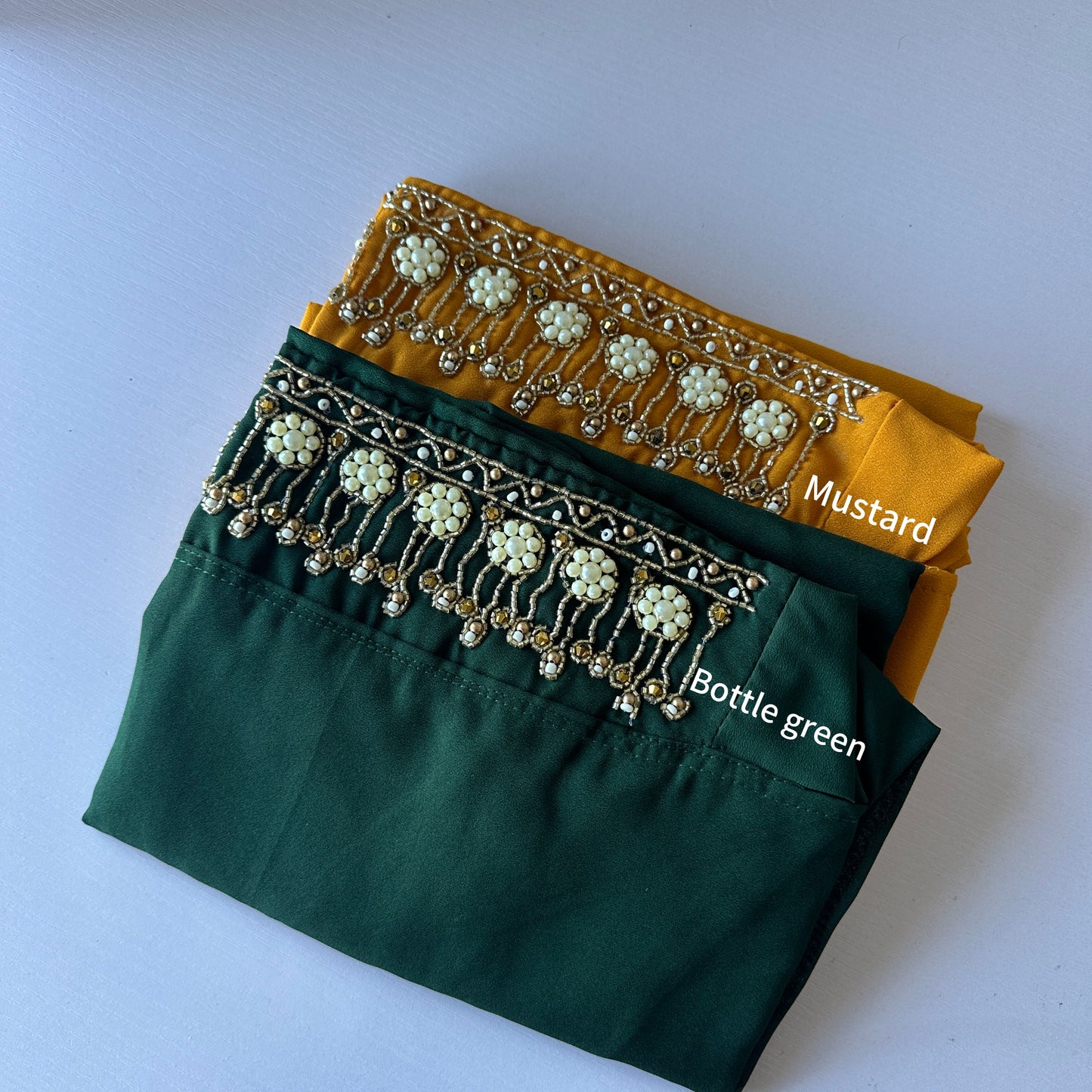 Side view of Pearl Lux instant hijab showing elegant drape – Hijabaan