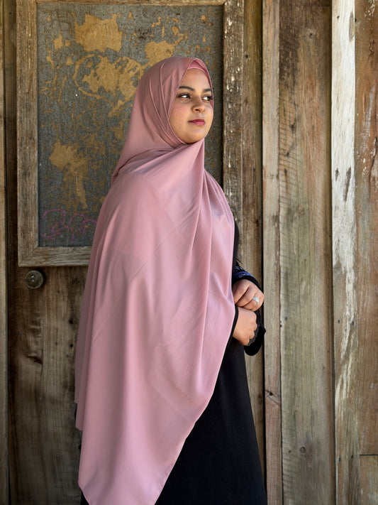 Luxury mauve chiffon hijab with ultra-soft fabric and refined shine for modest wear