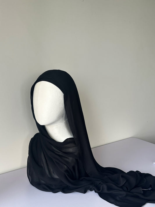 Premium Modal Hijab in Black – Soft, breathable modest fashion from Hijabaan NZ