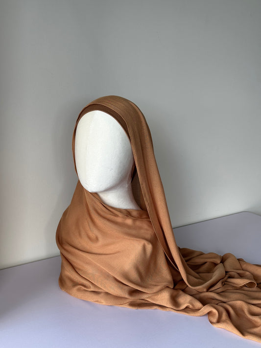 Premium Modal Hijab in Caramel – Soft, breathable modest fashion from Hijabaan NZ