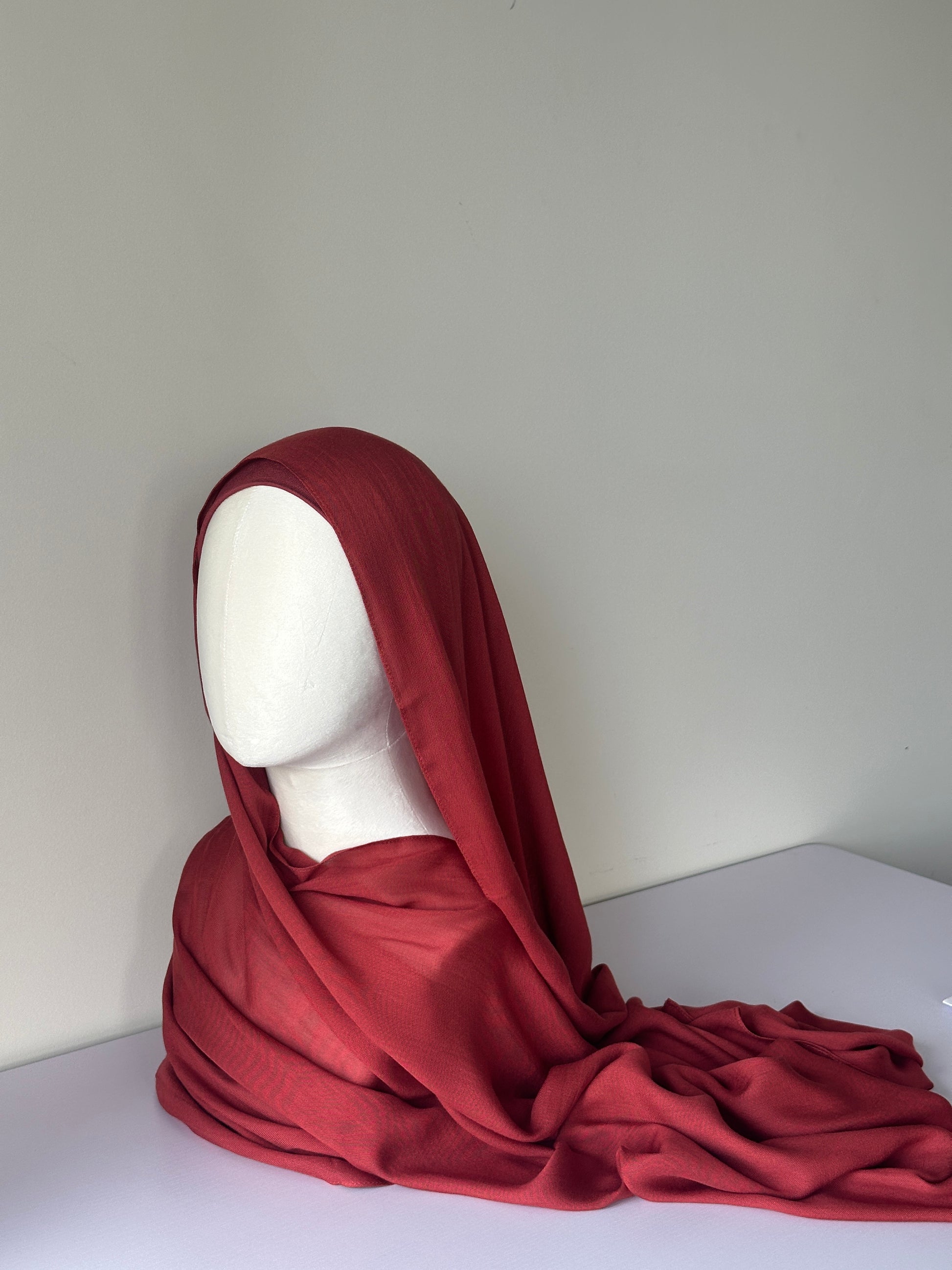 Premium Modal Hijab in Scarlet – Soft, breathable modest fashion from Hijabaan NZ