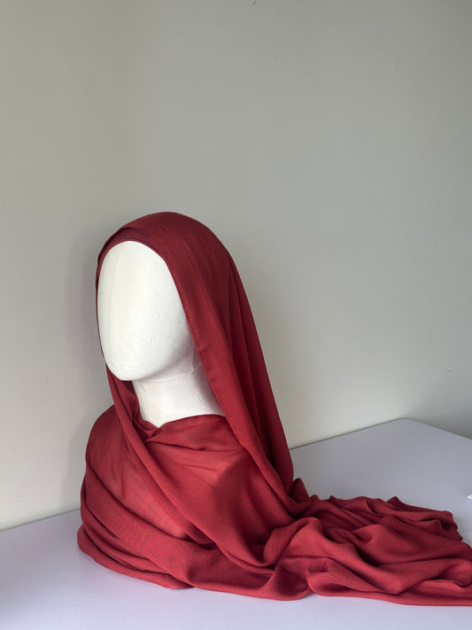 Premium Modal Hijab in Scarlet – Soft, breathable modest fashion from Hijabaan NZ