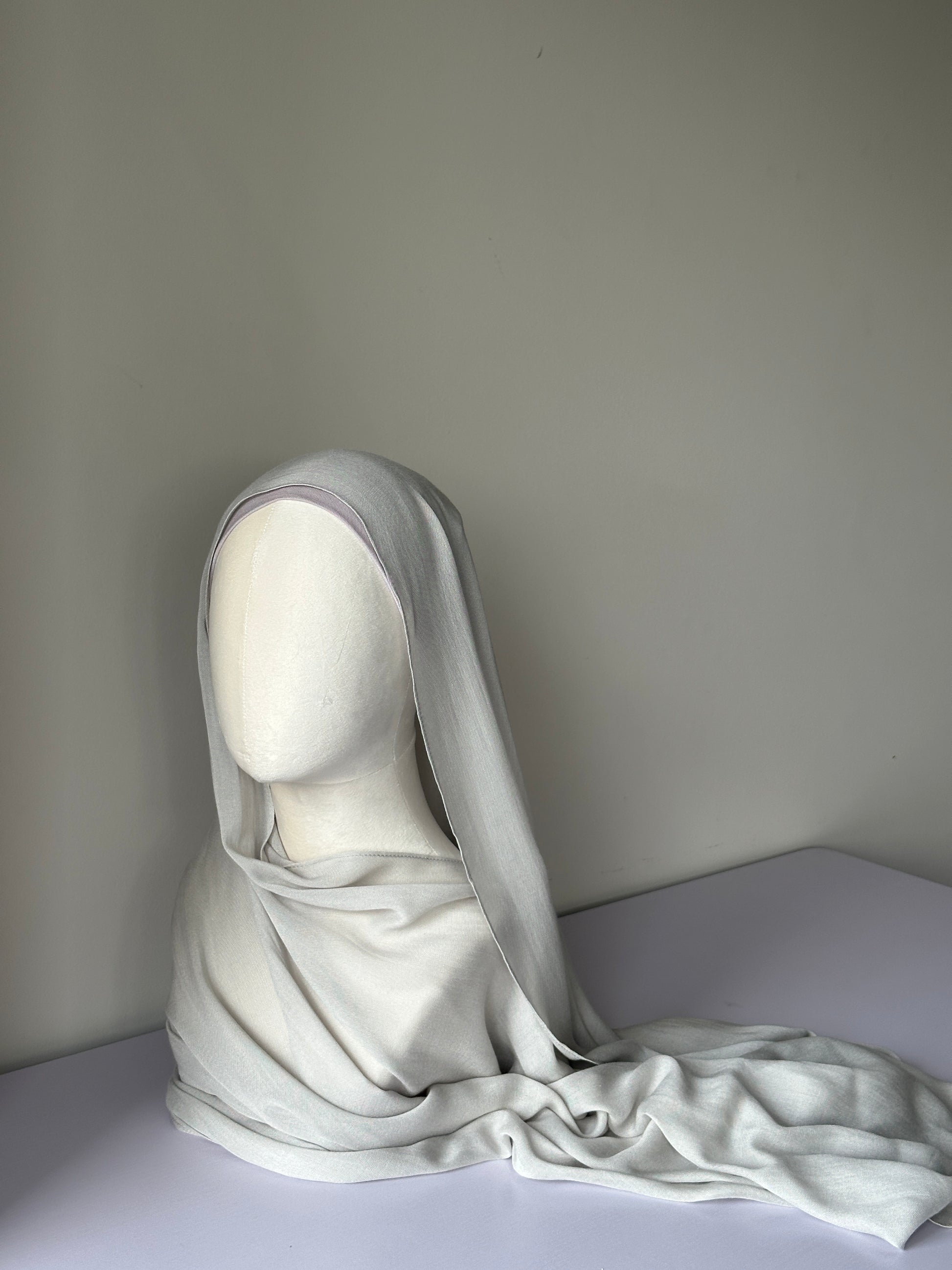 Premium Modal Hijab in Silver – Soft, breathable modest fashion from Hijabaan NZ