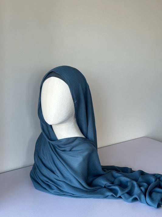 Premium Modal Hijab in Steel Blue – Soft, breathable modest fashion from Hijabaan NZ