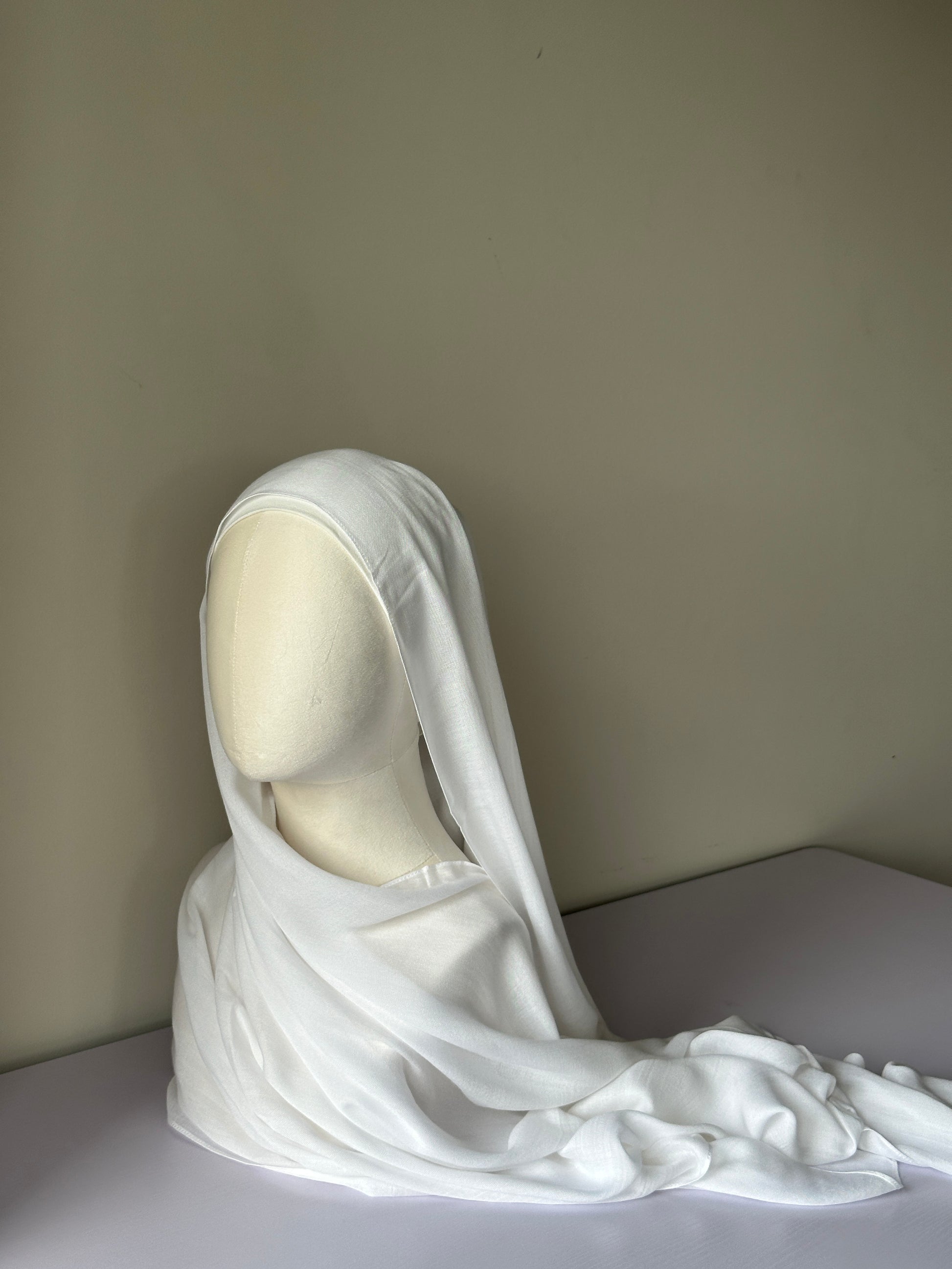 Premium Modal Hijab in White – Soft, breathable modest fashion from Hijabaan NZ