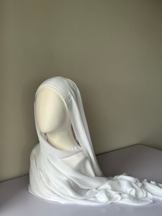 Premium Modal Hijab in White – Soft, breathable modest fashion from Hijabaan NZ