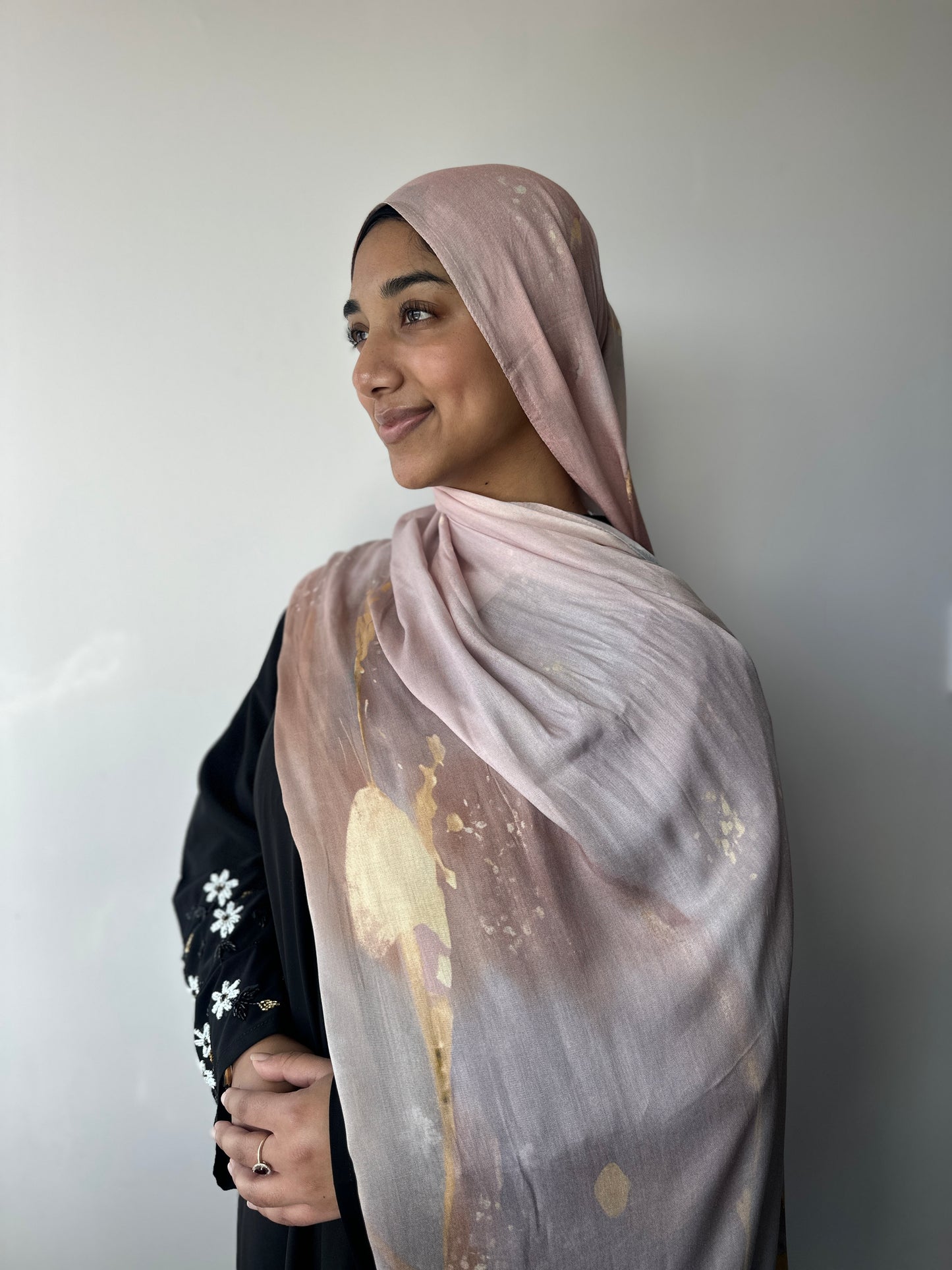 Printed Modal Hijab – Blush print, soft breathable modal from Hijabaan NZ