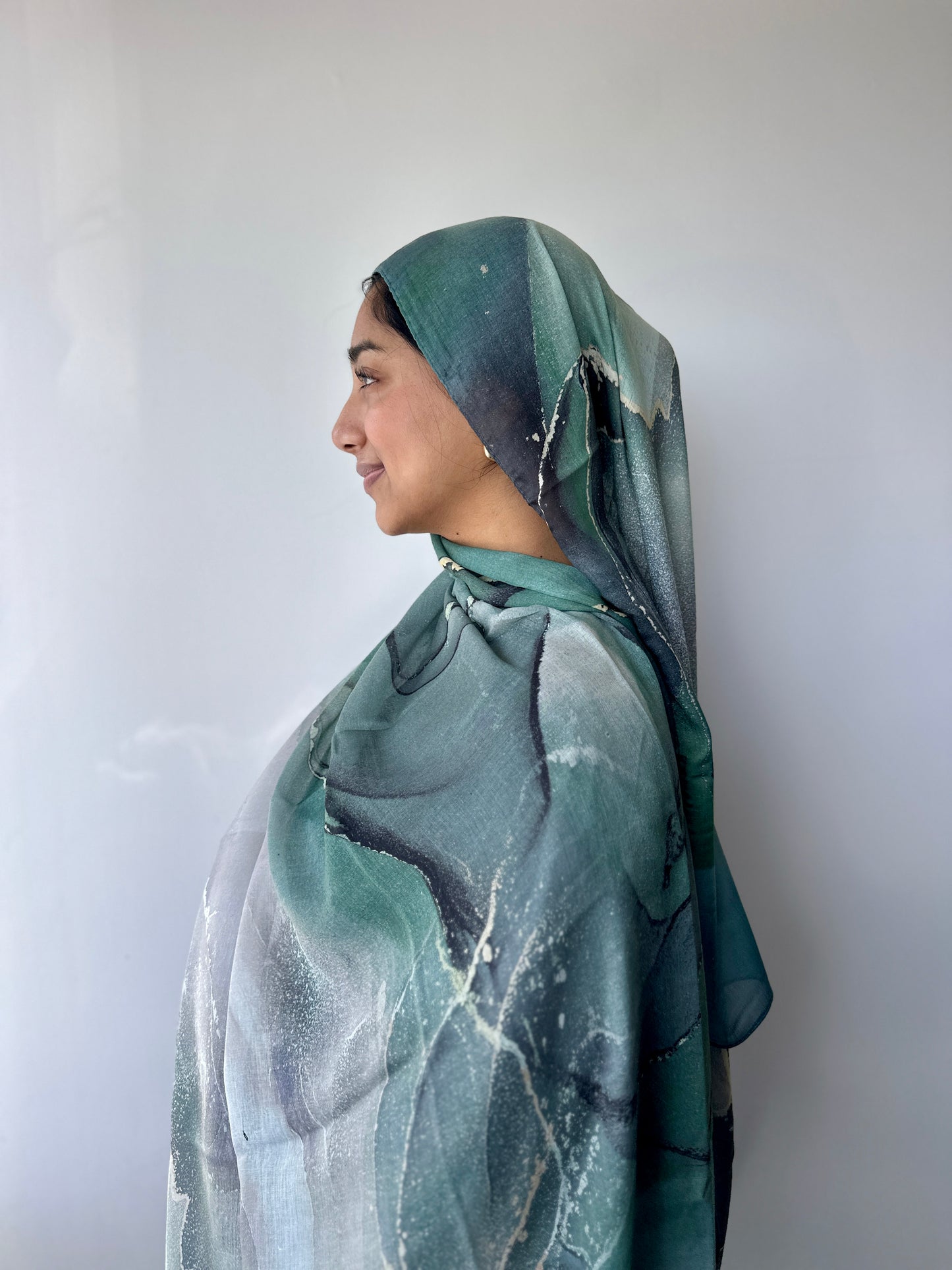 Printed Modal Hijab – Mist print, soft breathable modal from Hijabaan NZ