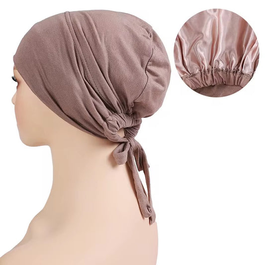 Satin lining hijab cap with jersey outer – breathable and protective undercap – Hijabaan NZ