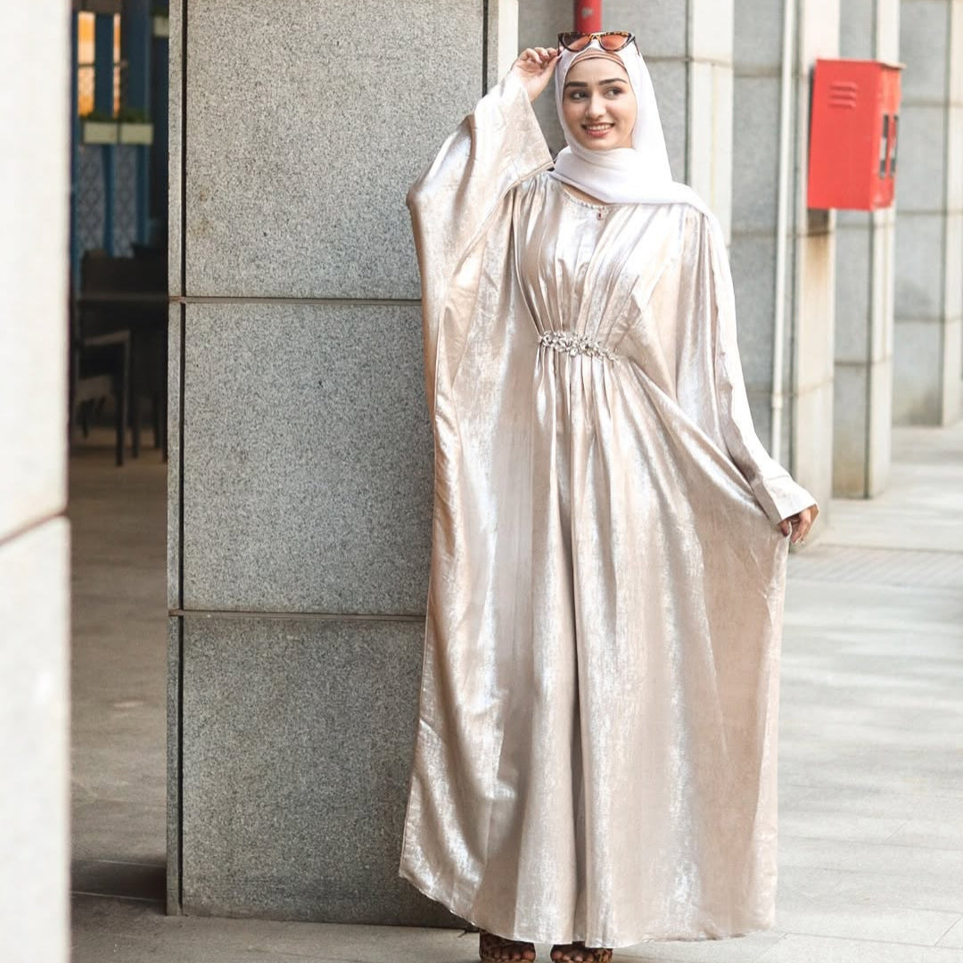 shimmer abaya in pastel tones perfect for nikah and special days hijabaan