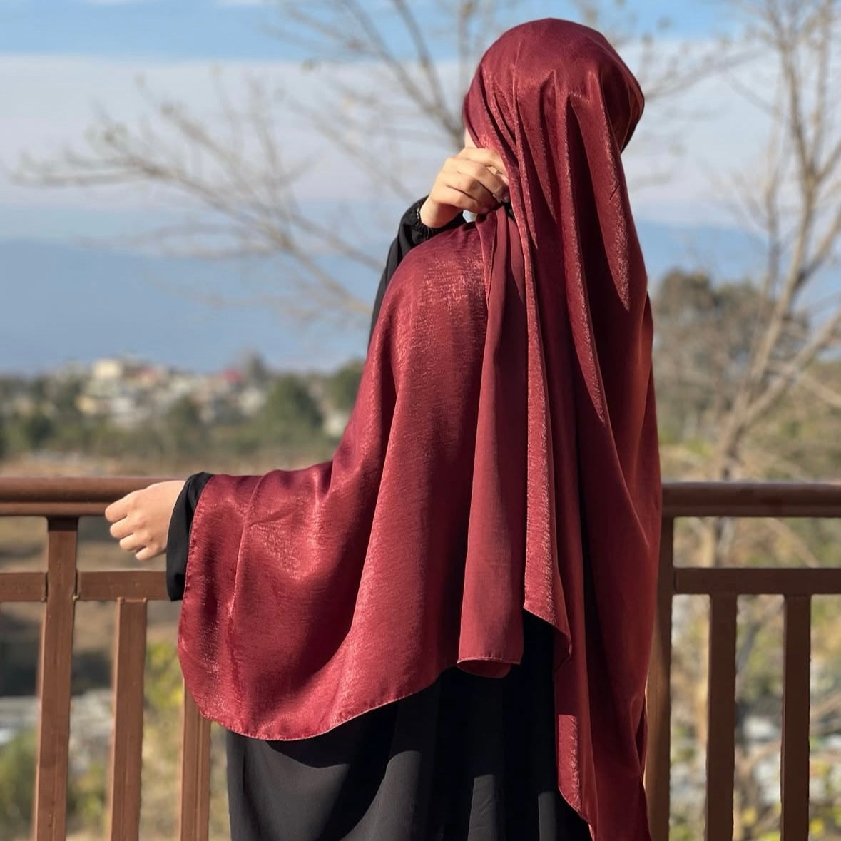Elegant shimmer hijab ideal for Eid, weddings, or formal styling