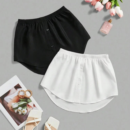 Black and white modest shirt extenders with elastic waist – Hijabaan NZ