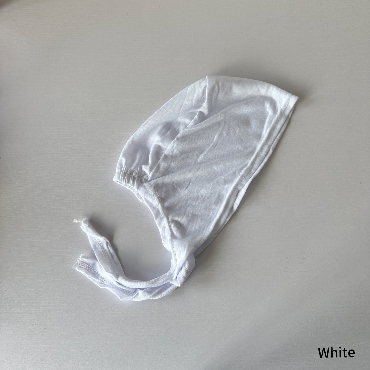 white cotton hijab cap with back tie