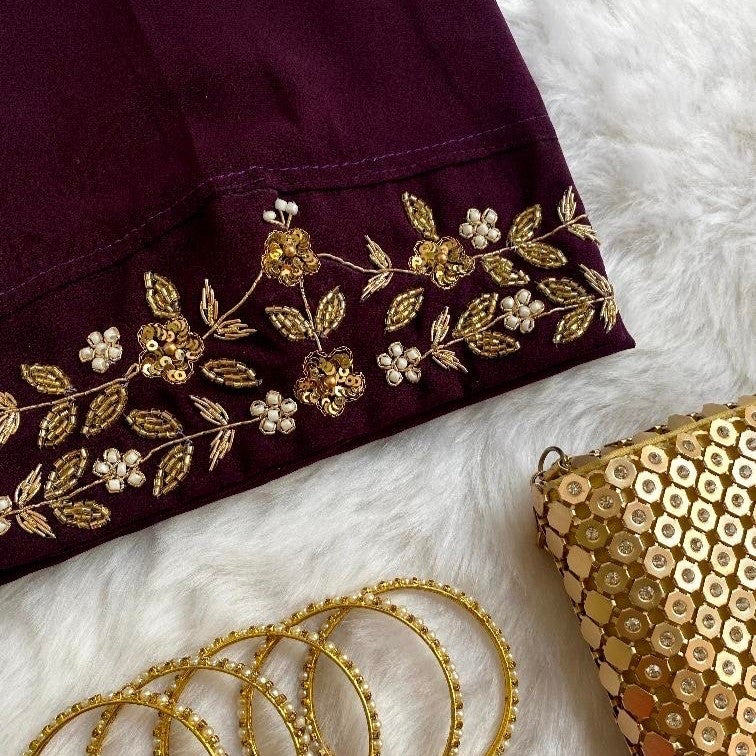 Zardozi handwork hijab styled for weddings or Eid celebrations