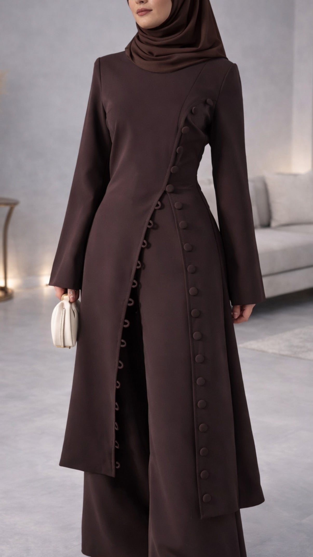 Slit Co-ord Set – Dark Brown
