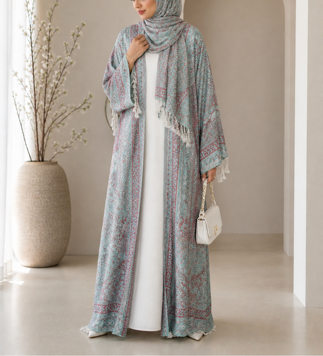 Pashmina Abaya - Aqua