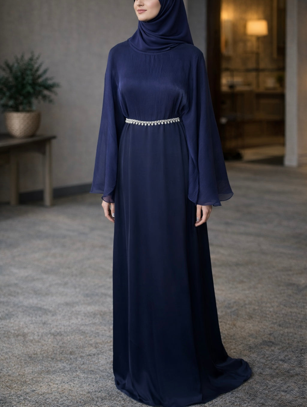 Dubai Abaya - Aleena [Navy]