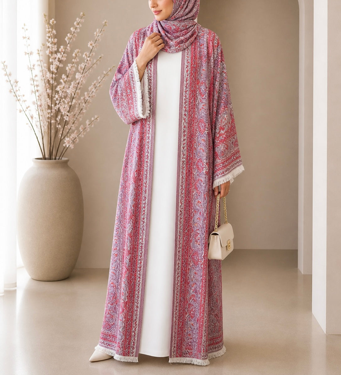 Pashmina Abaya - Pink