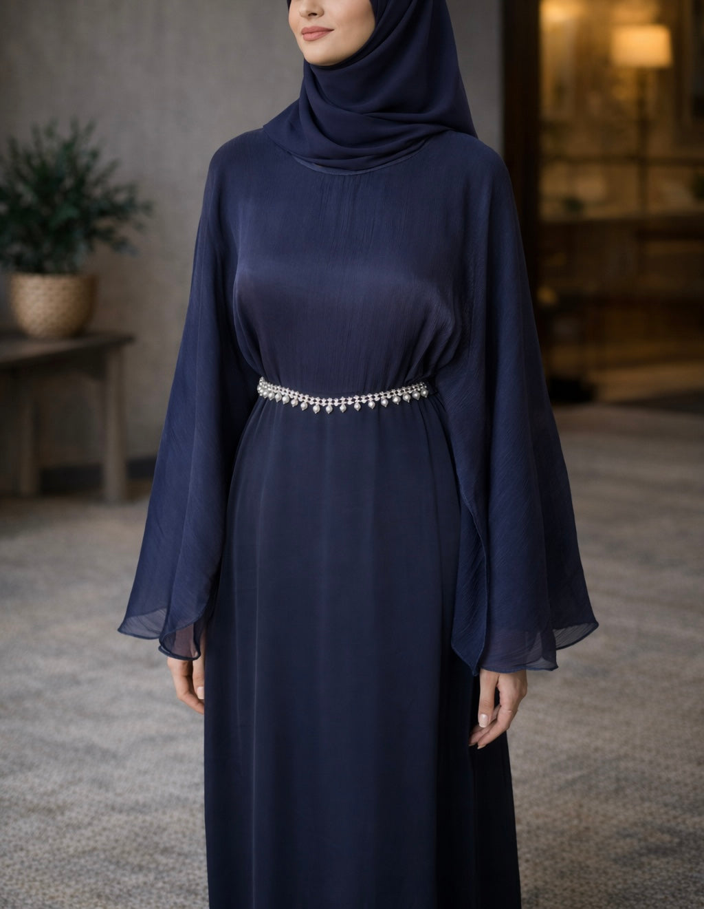 Dubai Abaya - Aleena [Navy]