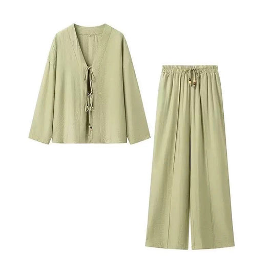 Layla Co-ord Set in bow tie style, cotton linen fabric – Hijabaan NZ