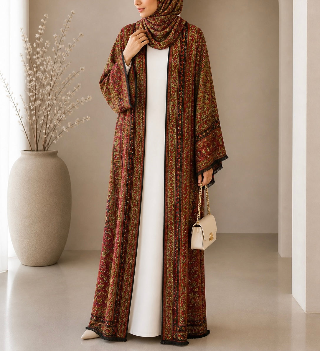 Pashmina Abaya - Maroon
