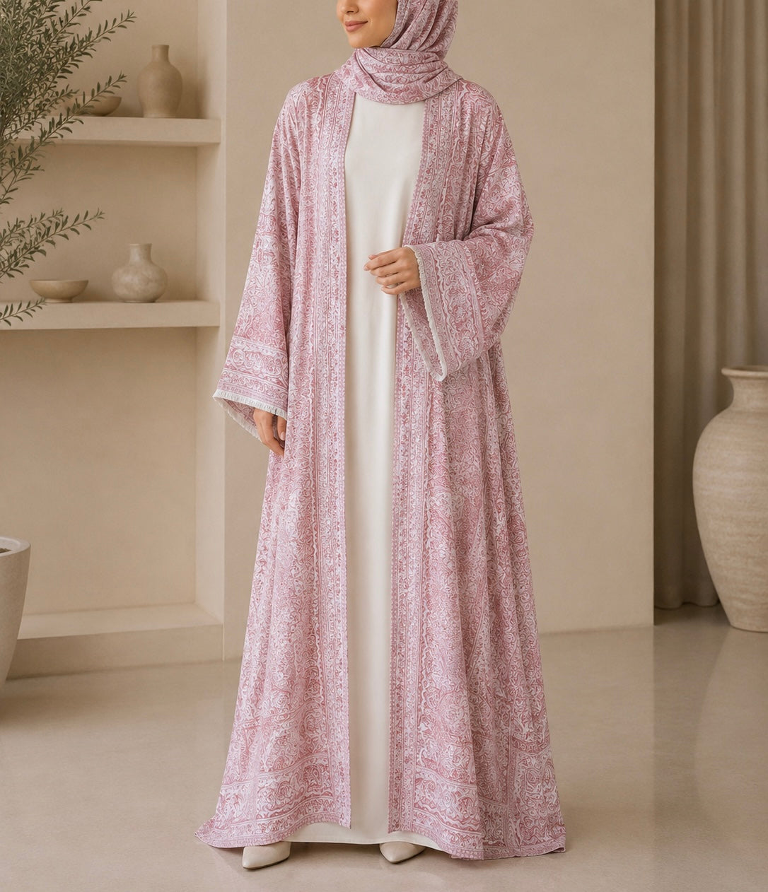 Pashmina Abaya - Baby pink