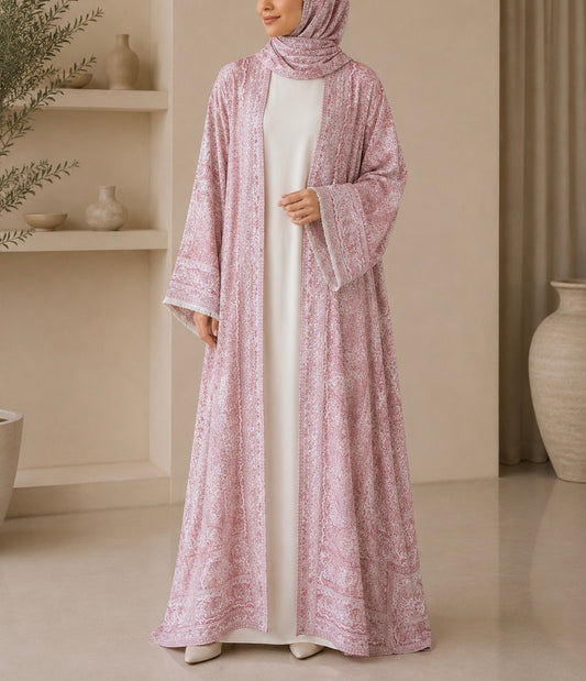 Pashmina Abaya - Baby pink